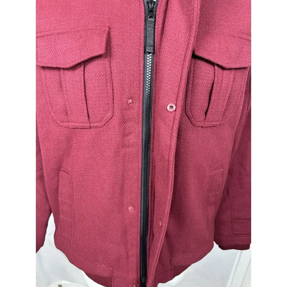PJ MARK Mens 2XL Insulated‎ Full Zip Snap Hooded Jacket Maroon Vintage Y2K NEW